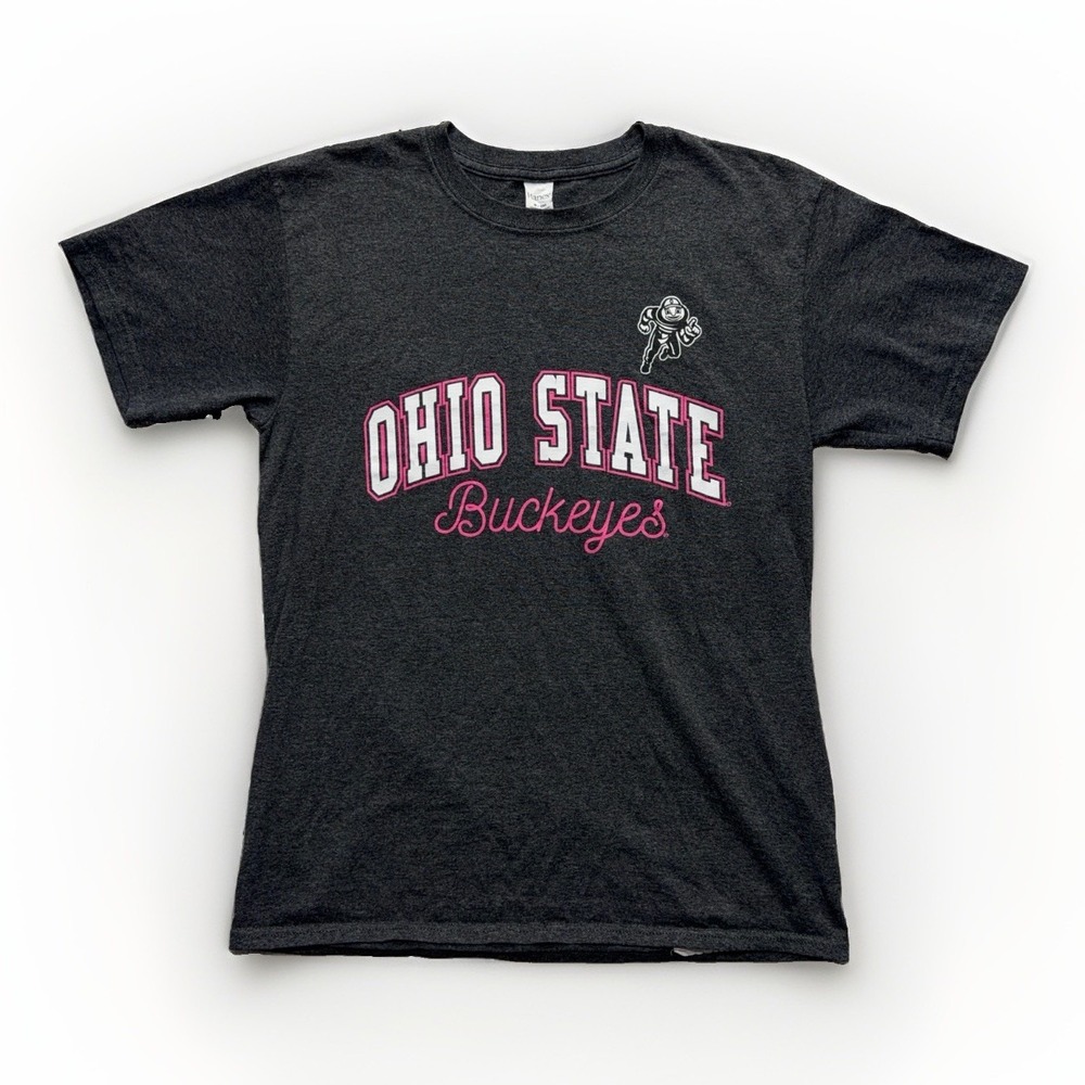 Ohio State Buckeyes Shirt MENS S Pink Gray Hanes Graphic Tee 100% Cotton NCAA